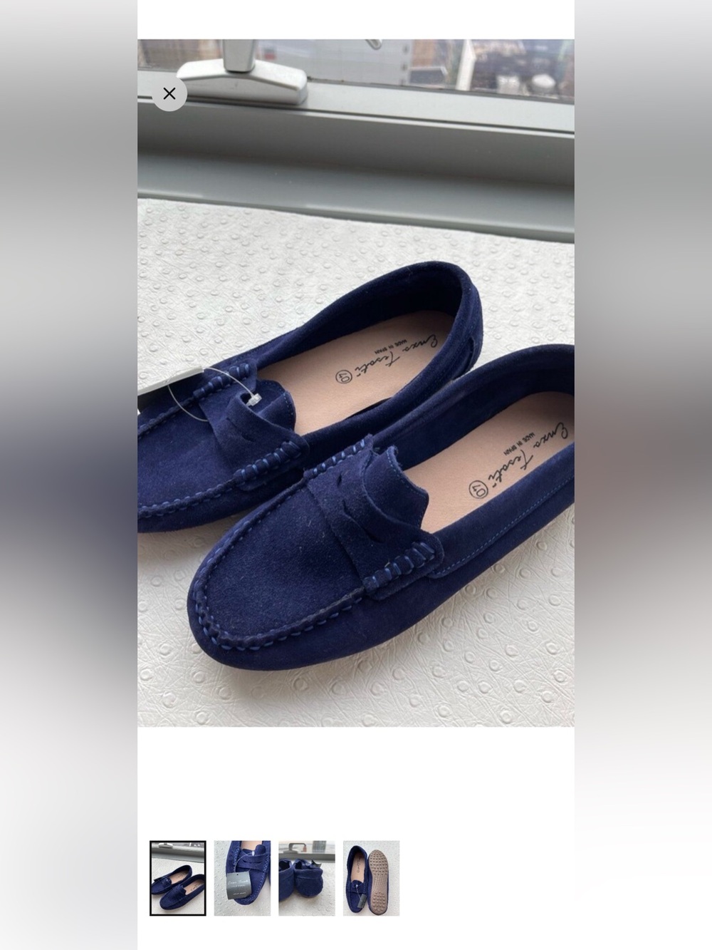 Women's Navy Suede Penny Loafers by